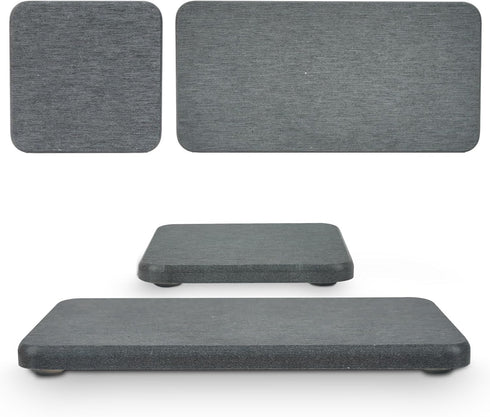4-Set Water Absorbent Diatomite Earth Drying Mats - 2 Large & 2 Small Trays with Anti-Slip Pad, Sandpaper. Ideal for Kitchen Counter, Under Plants...