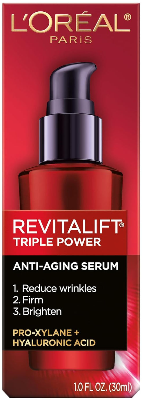 L'Oreal Paris Revitalift Triple Power Anti-Aging Concentrated Face Serum, Hyaluronic Acid and Pro-Xylane, Reduces Wrinkles 1 oz...