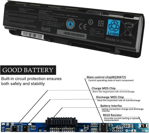 10.8V 48WH PA5024U-1BRS Battery Replace for Toshiba Satellite C55-A C55T C855 C855D L855 L875 S855 P855 Series C55-A5300 P855-S5312 PA5109U-1BRS L...