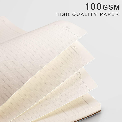 EMSHOI Notebook College Ruled - B5 Large Thick Notebook Leather Journal with Free Sticky Notes, 204 Numbered Pages,100gsm Thick Lined Paper, Softc...