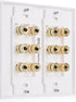 Cable Matters Double Gang Speaker Wire Wall Plate, Gold Plated Speaker Wall Plate with Banana Plug Binding Post for 6 Speakers, White...