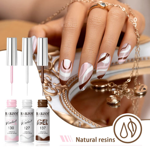 RARJSM Gel Paint for Nail Art Nude Liner Gel Nail Polish Set 12 Colors 5ml Pink Brown Line Art Gel Polish Build in Thin Sharp Brush for Swirl Nail...