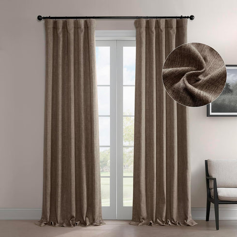 HPD Half Price Drapes - Faux Linen Curtains for Living Room (1 Panel) - 50W X 84L - Textured Room Darkening Curtains for Bedroom 84 Inches Long - ...