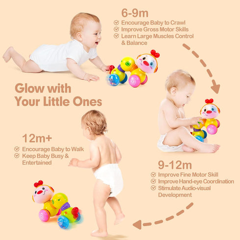 Baby Toys 6-12 Months+ - Musical, Light up, Press and Go 6 Month Old Baby Toys 6 to 12 Months Crawling Toys for Babies Infant Tummy Time Toys 7 8 ...