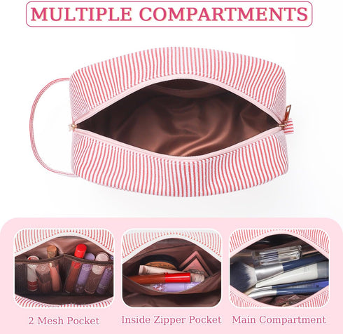 Etercycle Large Makeup Bag, Personalized Initial Cute Pink Makeup Case Bag Cosmetic Large Toiletry Make Up Bags With Zippered Inside Pocket L...