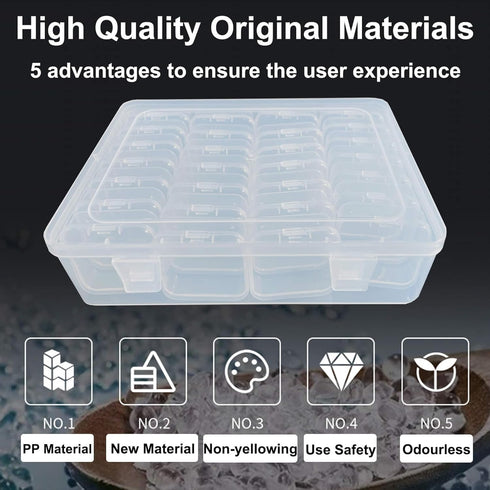 Bead Organizer Box, 28Pcs Small Clear Plastic Storage Containers, 1 Large Craft Organizer Box, 1 Sheet Label, Mini Parts Storage Solution for Bead...