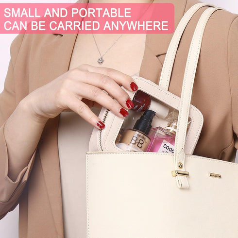 Clear Mini Makeup Bag Transparent Travel Cosmetic Makeup Case & Toiletry Bag for Women Clear Car Bag (C/Beige, MINI)...