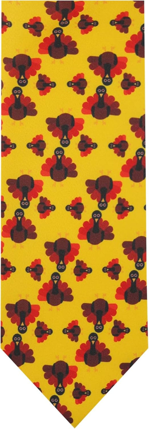 Jacob Alexander Men's Turkey Happy Thanksgiving Regular Neck Tie - Yellow Brown...