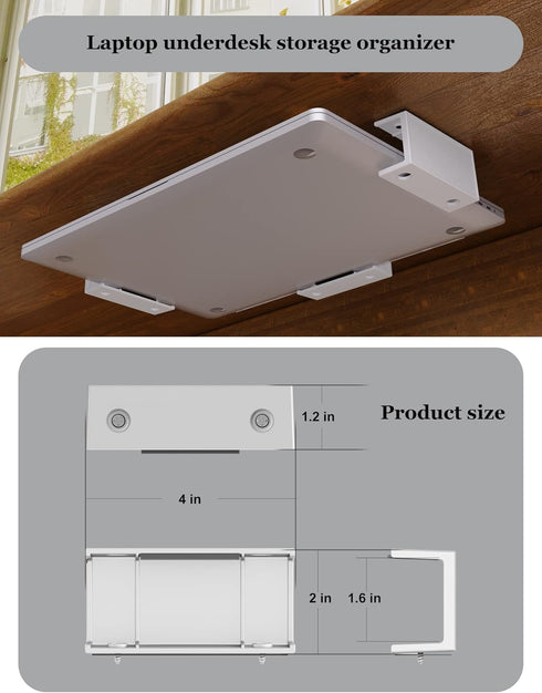 Under Desk Laptop Holder Macbook Drawer Mount for Keyboard & Small Devices Also Fit for Cable Box Wall Mount Tray Organizer Like Routers, Modems, ...