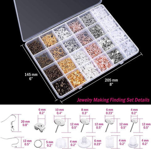 Earring Making Kit, Shynek 2343pcs Earring Making Supplies with Earring Hooks, Jump Rings, Earring Posts, Earring Backs and Jewelry Pliers Tools f...