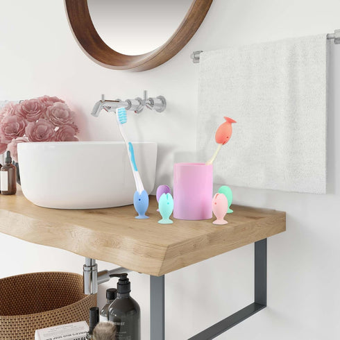 6 Pcs Toothbrush Covers Caps Silicone Fish Toothbrush Holder, Cute Standing Tooth Brush Cover, Toothbrush Head Travel Protector Cap for Household ...