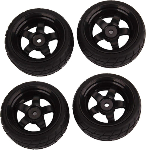BQLZR Black RC 1: 10 Tires and Wheels Set 2.56" (Dia1.77") Hub Wheel Rims 5 Spoke + Rubber Tires Pack of 4...