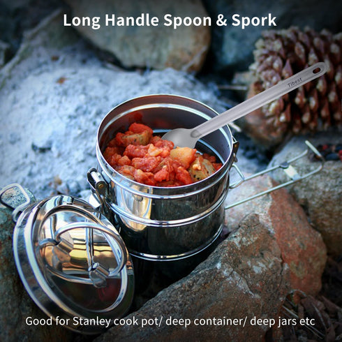 Titanium Spork Long Handle, 8.7" Camping Spork, Backpacking Spoon, Ultra Lightweight Camping Utensil for Backpacking Camping, Hiking, Travel...