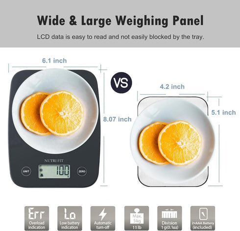 NUTRI FIT Digital Food Scale, 11lb Kitchen Scale Digital Weight, Cooking Scale for Food Ounces and Grams, 4 Units with 0.1oz/1g Precision, LCD Dis...