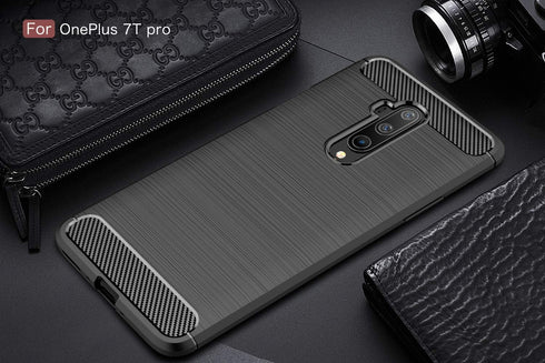 Case Compatible with OnePlus 7T Pro Case, Carbon Fiber Texture Design Cover Anti-Scratch Shock Absorption Case for OnePlus 7T Pro (Black)...