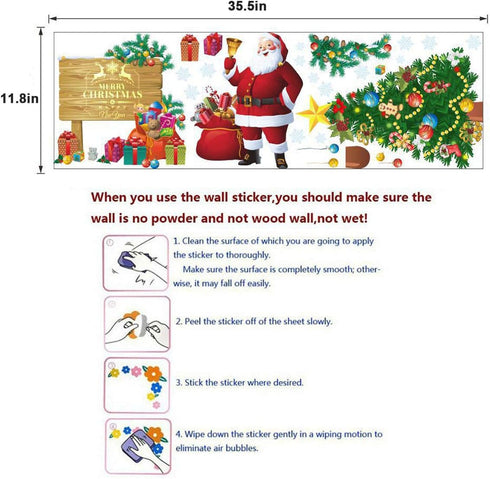 Santa Claus Christmas Tree Wall Decals Christmas New Year Peel and DIY Stickers Decoration for Home Office Nursery Decor...