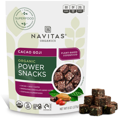 Navitas Organics Superfood Power Snacks, Cacao Goji, 8 oz. Bag, 11 Servings — Organic, Non-GMO, Gluten-Free...