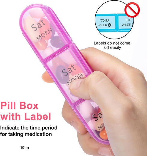 Odaro Pill Organizer 3 Times a Day - Portable Weekly Medicine Box, Waterproof Weekly Medicine Box for Fish Oils, Vitamin, Supplements (Pink)......