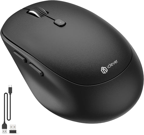 iClever Wireless Mouse, MD165 Dual Mode Wireless Mouse, Bluetooth Type-C Rechargeable Mouse, 2.4G Wireless Computer Mice with USB Receiver, 3 Devi...