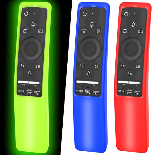 Samsung Smart TV Remote Case - 3 Pack Glow in The Dark, Silicone Cover Protector, Shockproof Anti-Slip Skin Sleeve - BN59 Series, Red, Green, Blue...