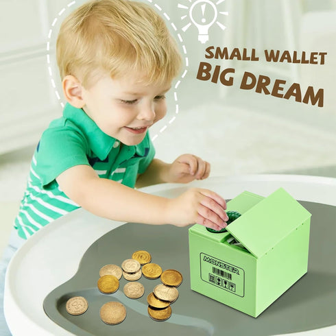 Dinosaurs Piggy Bank for Kids, Automatic Stealing Money Box with Music Sounds, Electronic Coin Bank Toys, Creative Birthday Gift for Aged 3 4 5 6 ...