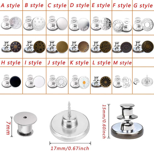 8 Pcs Button Pins for Jeans, Jean Buttons Pins for Loose Jeans, Jean Button Replacement, No Sew and No Tools Instant Needed Jean Button Pins for P...