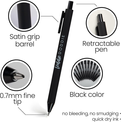Loddie Doddie Black Gel Pens for Journaling and Note Taking - 12 Pack, 0.7 mm Medium Point Smooth Writing Retractable Pens, No Bleed Non Smudge...