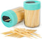 Urbanstrive Sturdy Safe Toothpick Holder with 800 Natural Wood Toothpicks for Teeth Cleaning, Unique Home Design Decoration, 2 Pack, Light Blue...