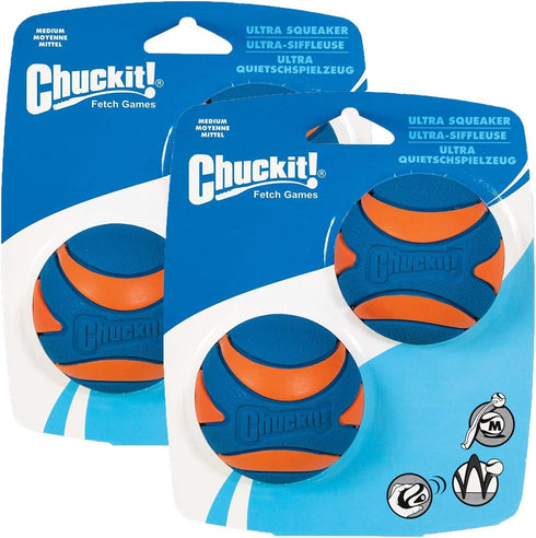 Petmate Chuckit Ultra Squeaker Ball Size:Medium Pack of 4...
