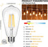 4-Pack Vintage 8W ST64 LED Edison Light Bulbs 100W Equivalent, 1400Lumens, 2700K Warm White, E26 Base LED Filament Bulbs, CRI 90+, Antique Glass S...