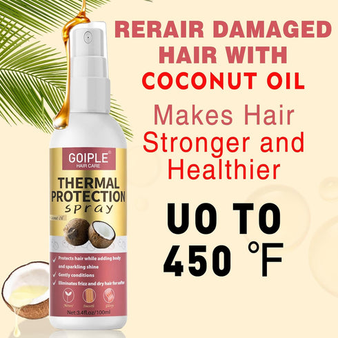 Heat Protectant Spray for Hair Coconut Heat Protectant Product- Keratin Protein Hair Serum Anti Frizz Control Repair Hair- Rose Water Spray for Ha...