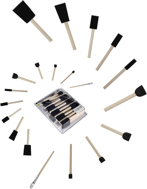 conda 50 Pack 0.5"-2" Different Size Assorted Foam Brush Set Wood Handle Paint Brush Set- Lightweight, Durable, Great for Acrylics, Stains, Varnis...