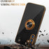 Samsung Galaxy A25 5G Cellular Phone Case with Tempered Glass Screen Protector, Rose Gold Plated Edge, Magnetic Kickstand, Black...