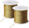 Pengxiaomei 218 Yards/656 Feet Metallic Cord Gold Twine, 2 Spool Gold Thread String for Bracelet Making Jewelry Making Thread Gold Craft String Ti...
