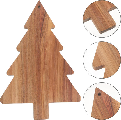 Amosfun Christmas Tree Charcuterie Board, Xmas Cutting Board Fruit Tray Holiday Cheese Board Wooden Appetizer Tray Sushi Serving Tray Dessert Cand...