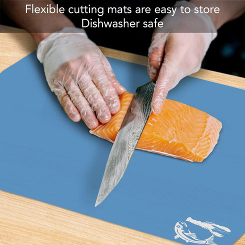 Cut N' Funnel Multi-Color Flexible Plastic Cutting Board Mats 4 Pack Made in the USA Colored Coded, BPA Free, 11.5” x 15”...