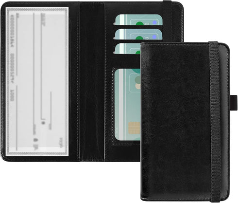 ACdream Checkbook Cover, Leather RFID Blocking Check Book Wallet, Protective Premium Business and Personal Duplicate Checks Holder, with Credit Ca...