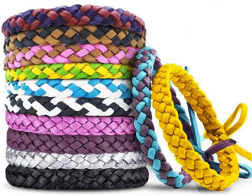 12 Pack Mosquito Repellent Bracelets, Individually Wrapped PU Leather Insect & Bug Repellent Wrist Bands for Kids & Adults Outdoor Camping Fishing...