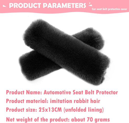2 PCS Car Seat Anti-Slip Shoulder Strap Cover, Keep Warm in Winter Plush Velcro Closure Delicate Fluffy Neck Pad Protector, Decorative Car Accesso...