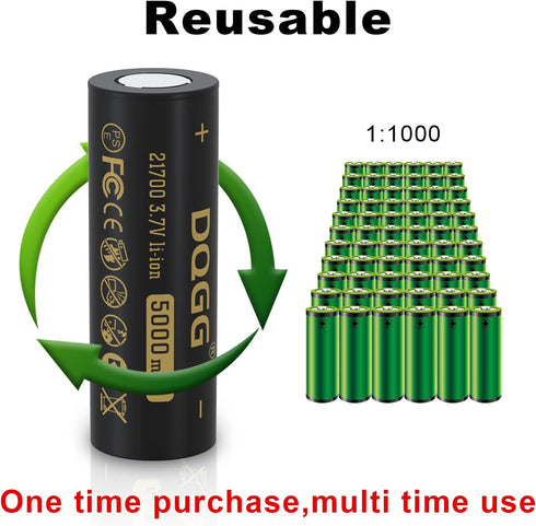3.7 Volt 2??1??7??0??0 Rechargeable Battery 5??00??0mAh Battery 2 Pack Large Capacity Batteries for LED Flashlight, Headlamps, etc...