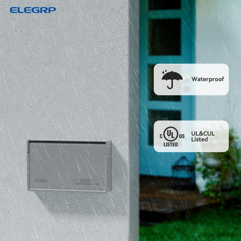 ELEGRP Horizontal Outdoor Cover for Decotative Receptacles, Weatherproof Wall Plate, Outdoor Electrical Outlet Cover, Standard Size 1-Gang 4.77” x...