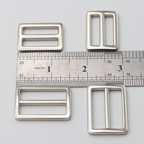 JWBIZ 8pcs Flat Metal Slide Buckle Belt Adjuster Sliders Tri Glide Strap Hardware Clasp (Silver, 1 1/4 Inch)...