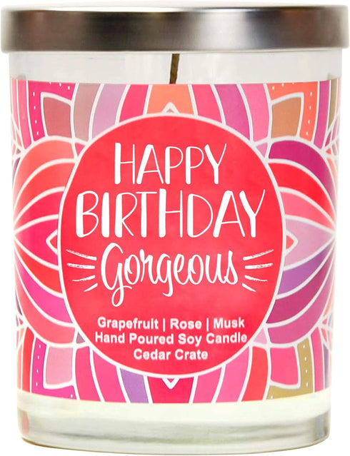 Happy Birthday Gorgeous - Luxury Scented Soy Birthday Candle Gifts for Women, Happy Birthday Candles, Made in The USA, Decorative Scented Soy Cand...