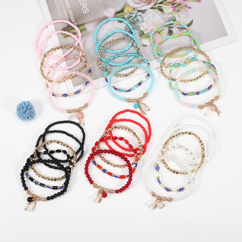 Twinfree 30Pcs Anklet Bracelets for Women Handmade Beads Anklets Bohemian Beach Beads Ankle Bracelets Set for Girls...