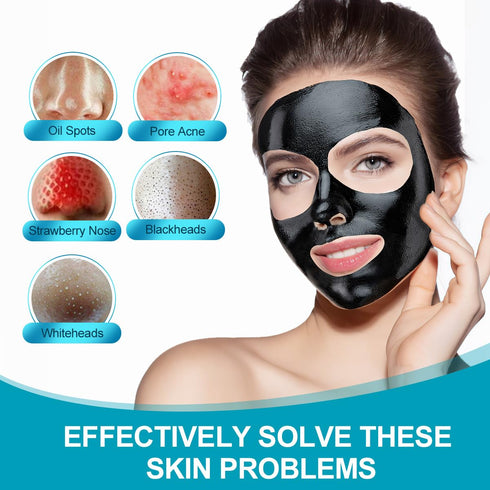 POP MODERN.C Blackhead Remover Mask Bamboo Charcoal Peel Off Mask Skin Care Face Mask 3-in-1 Kit Pimple & Deep Cleansing Black Facial Mask Shrink ...