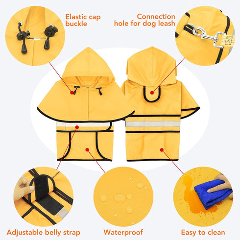 Raincoat for Dogs - Waterproof Reflective Rain Coat Slicker Poncho, Lightweight Safety Dog Raincoat Jacket for Small, Medium, Large Dogs (X-Large,...