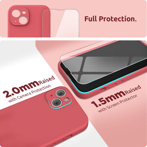 SURPHY Compatible with iPhone 13 Mini Case with Screen Protector, (Camera Protection + Soft Microfiber Lining) Liquid Silicone Phone Case 5.4 inch...