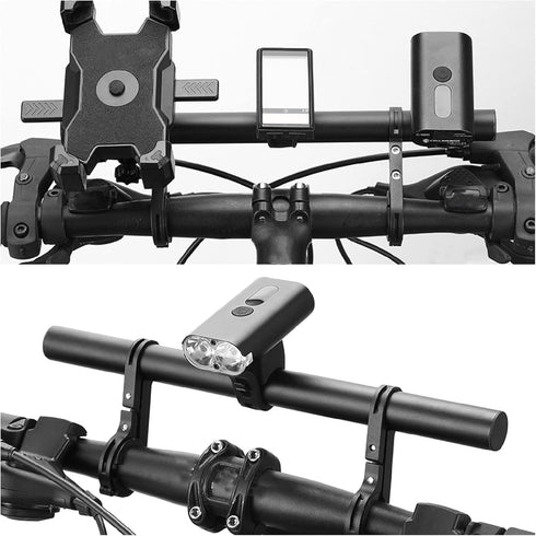 Bike Handlebar Extender,Bike Handlebar Extender with Double Mounting Clamp Bracket,For Bike Mounts,Extender Bars, Headlights,Light Lamp,Bicycle Ac...