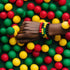 120 Pcs Silicone Rubber Beads Mixed Colors: 120 Beads + 5m Elastic Rope 12mm for Keychain, Bracelets, Necklaces. Green, Yellow, Red, Black. Reggae...