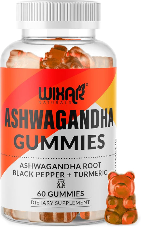 Ashwagandha Gummies with Turmeric and Black Pepper Extract - Herbal Gummy Supplement - 60 Gummies...